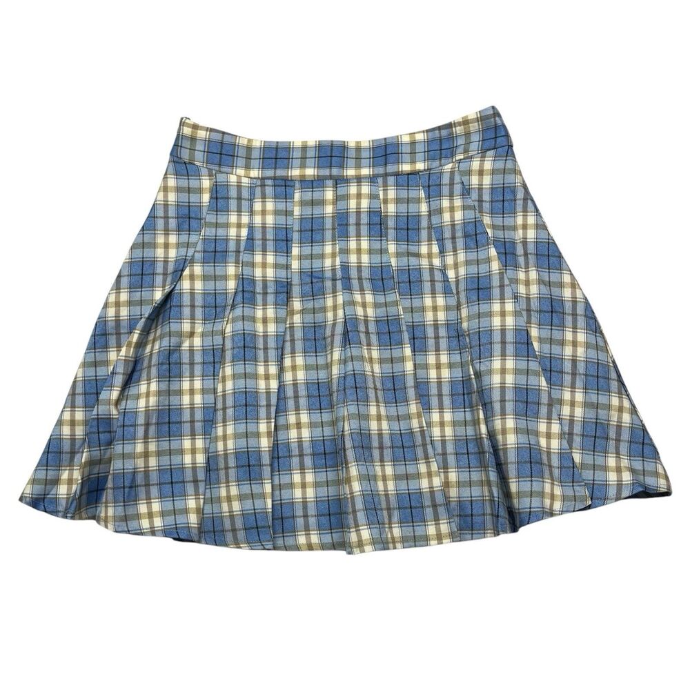 School Girl Mini Skater Punk Skirt Blue plaid
